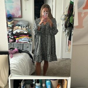 black and white floral dress